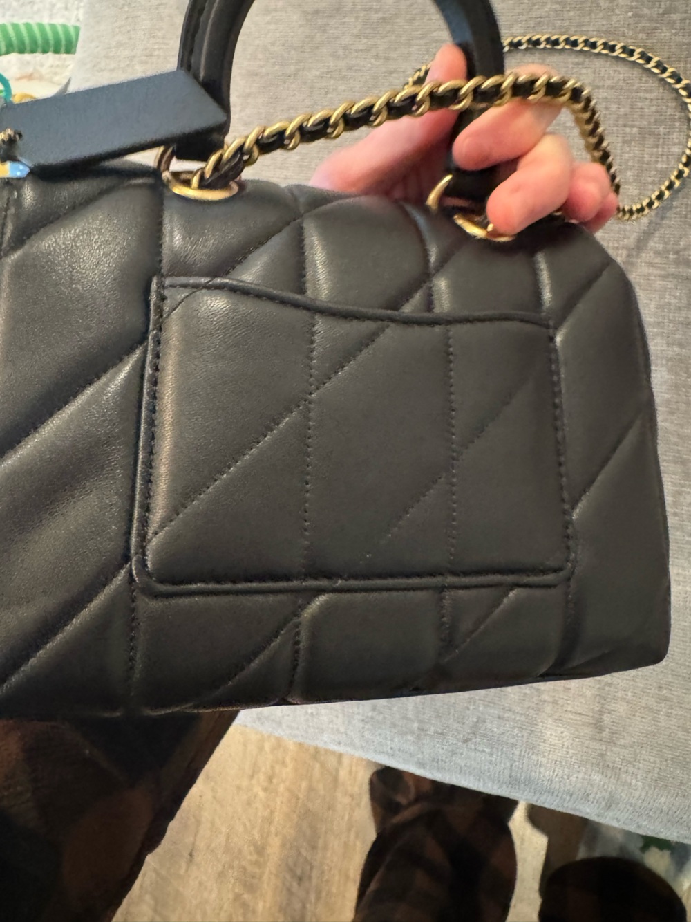 Coach Black Quilted Top Handle Bag with Gold C Hardware TABBY - Picture 8 of 10
